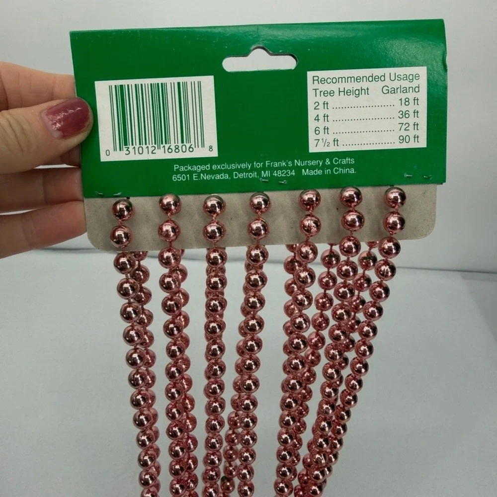 Beaded Garland Strands VTG Pink Metallic VTG Christmas Time Holiday Mixed LOT